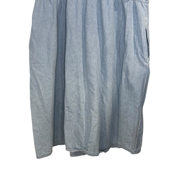 Main Street Blue VTG Denim Embroidered Button Front Floral A Line Midi Dress 28W - Picture 6 of 11